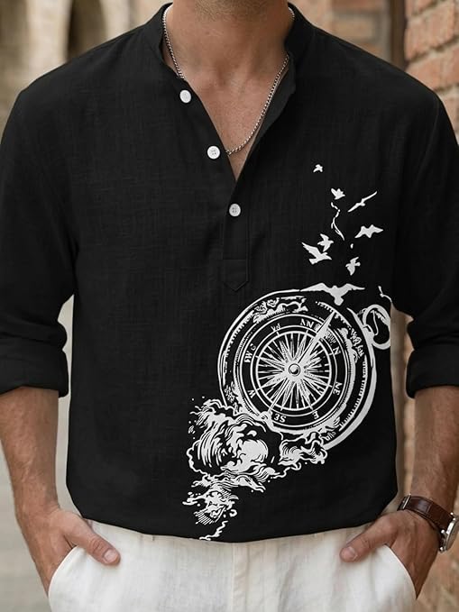 DEELMO Men's Cotton Blend Mandarin Collar Self One Design Full Sleeve Casual Short Kurta - Image 2