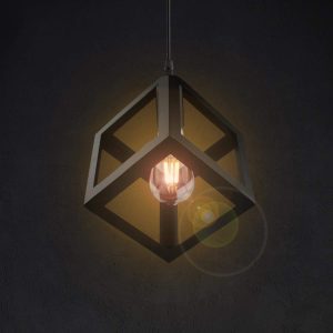 DarkVision Metal Minimalist Industrial Pendant Light Matte Black Hanging Lighting Fixture with Open Frame Design, Perfect for Bedroom, Living Room Home and Office Décor (with Bulb)