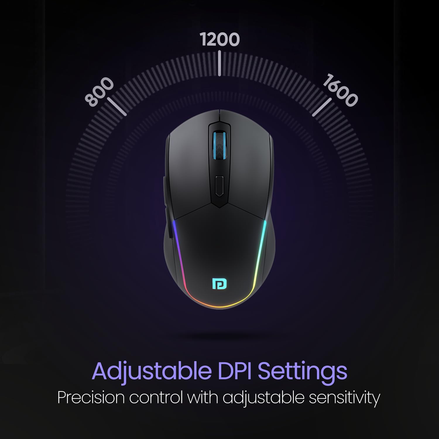 Portronics Toad One Bluetooth Mouse with 2.4 GHz & BT 5.3 Dual Wireless, 6 Buttons, Rechargeable, RGB Lights, Connect 3 Devices, Ergonomic Design for Laptop, Smartphone, Tablet (Black) - Image 4