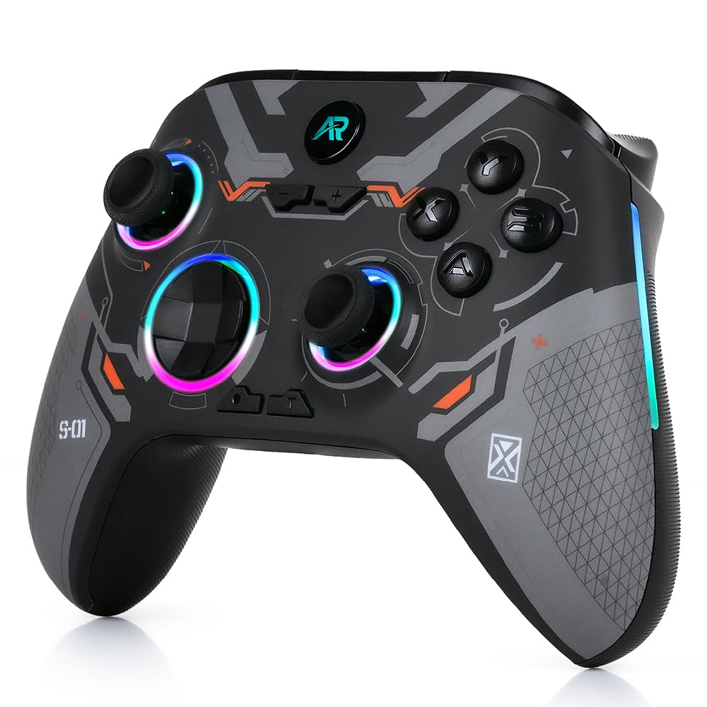ARcNet Tri-Mode Wireless Gaming Controller with Hall Effect Joysticks & Triggers, 2.4G / Bluetooth/Wired Gamepad for PC, Windows 10/11, Laptop, Android, iOS & PS3, RGB, Anti-Drift (Black)