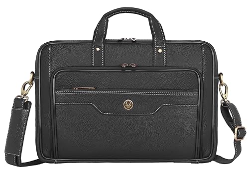 WildHorn Leather Laptop Bag for Men – Fits up to 15.6-inch Laptop/MacBook | Padded Laptop Compartment | Carry Handles & Adjustable Strap | Dimensions: 16.0 x 3.5 x 11.5 inches